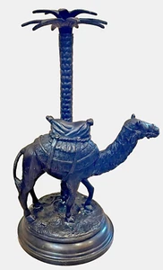 Bronze Camel and Palm Tree Candleholder 20 inches tall        GR - Picture 1 of 8