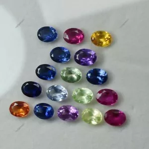 15 Pcs Natural Sapphire Mix Color Oval CERTIFIED Gemstone Lot 7x5 mm - Picture 1 of 4