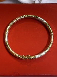 vergoldeter Tri Color Baby Armreif Armband mit Schloss - Bild 1 von 3