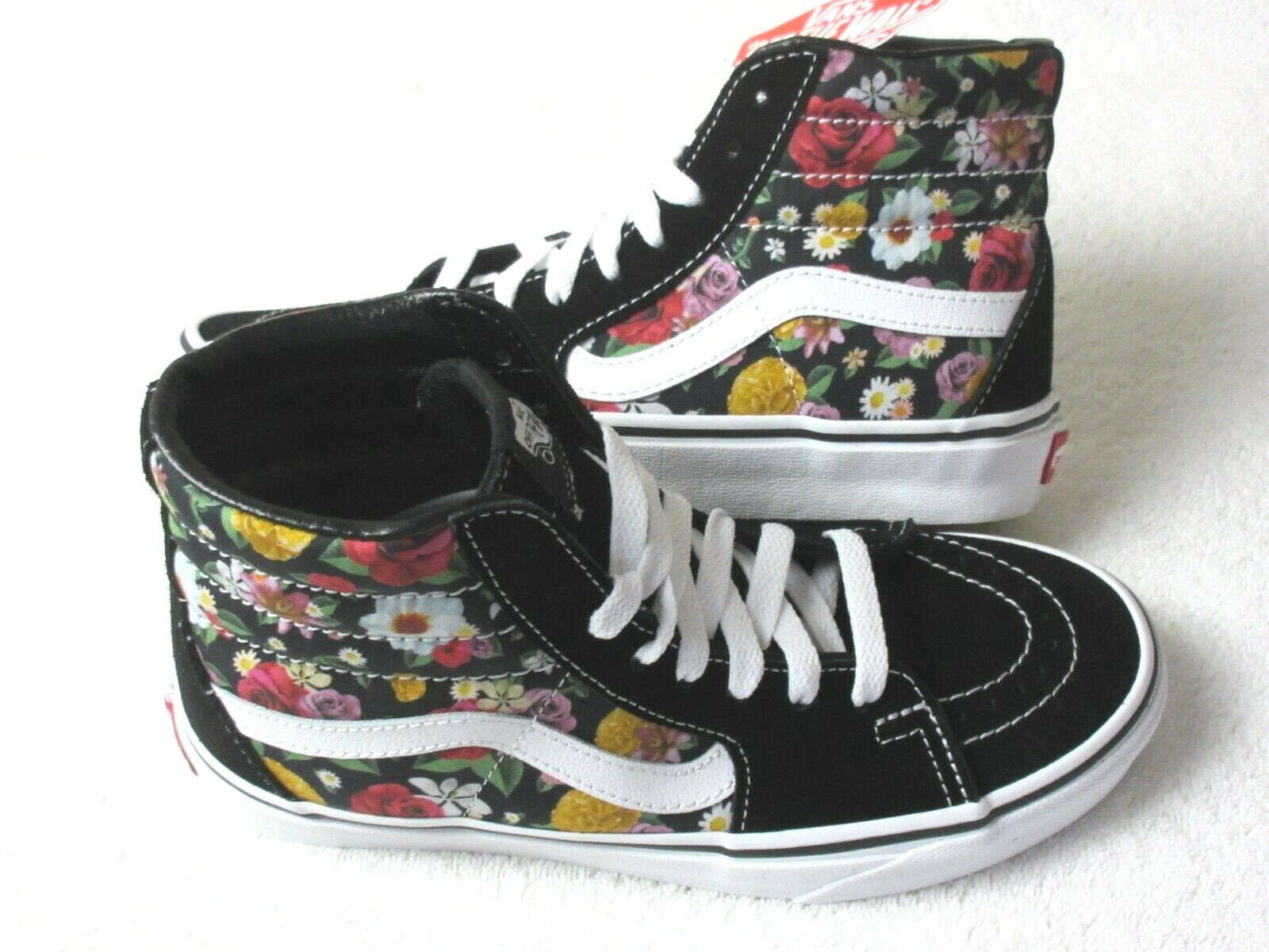 Vans Women's Sk8-hi Lux Digi Floral Black Canvas Suede Skate Shoes Size 5.5 NWT
