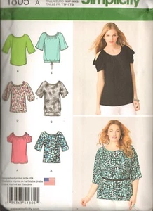 Simplicity Sewing Pattern 1805 Misses Pullover Knit Tops Sz XXS-XXL/4-26 Uncut - Picture 1 of 1
