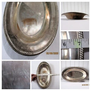 Vintage Wm Rogers 819 Silver plated Oval Bread Tray Rope Pattern Gadroon 12x7" - Picture 1 of 17