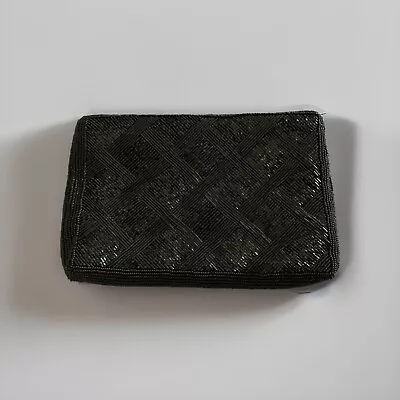 Vintage La  Regale Cross Stitched Scalloped Beaded Clutch Handbag - Image 1 of 3