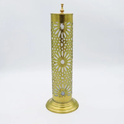 Lámparas marroquíes, lámpara de mesa marroquí hecha a mano de cobre/latón dorada, mesa de pie  Foto 1 de 4