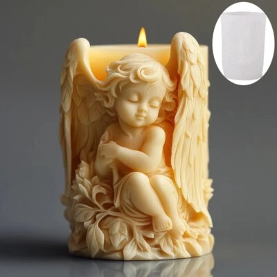 Molde de silicona para velas cilíndricas con patrón de ángel bebé Cupido niño velas de alivio moldes Foto 1 de 4