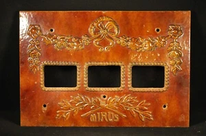 ANTIQUE ENAMALED CAST IRON FRONT PANEL "MIRUS" FRENCH STOVE 18" X 12" / ART - Picture 1 of 10