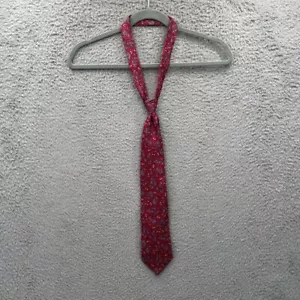 Italian Silk Red Floral Tie Flowers Vintage 90s Necktie scarf indie cottagecore - Picture 1 of 4