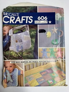 McCalls Crafts Pattern 606 Crib Quilt Bib Mobile Toys Diaper Bag 1980 - Picture 1 of 2