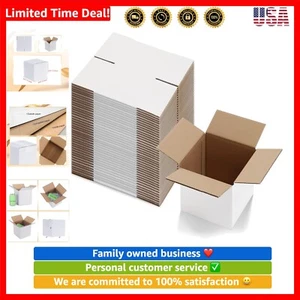 6x6x6 Inches Shipping Boxes Set of 40, White Corrugated Cardboard Box for Pac... - Picture 1 of 8