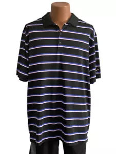 Camisa Polo Nike Tour Performance Para Hombre XL Negra Azul Rayas Manga Corta - Imagen 1 de 5
