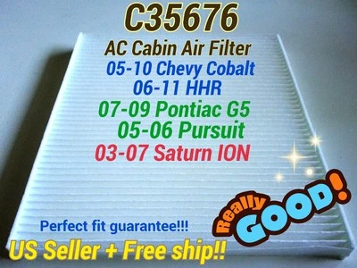 C35676 AC CABIN AIR FILTER for CHEVY COBALT HHR PONTIAC G5 PURSUIT SATURN ION - Image 1 of 4