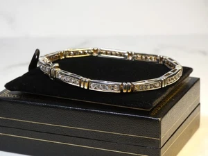Brand new 925 Sterling Silver Bracelet (19cm) with 50 Round White Cubic Zirconia - Picture 1 of 7