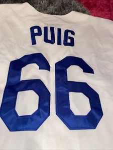 Majestic Los Angeles Dodgers Yasiel Puig MLB dugout On Field Authentic Jersey - Picture 1 of 9