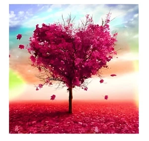 Pink Heart Tree Diamond Painting Kit – Round Full Drill 35 x 35 cm - Picture 1 of 2