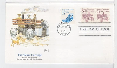 TurtlesTradingPost- Steam Carriage- Transportation   1991 #2451 FDC Fleetwood - Image 1 of 2