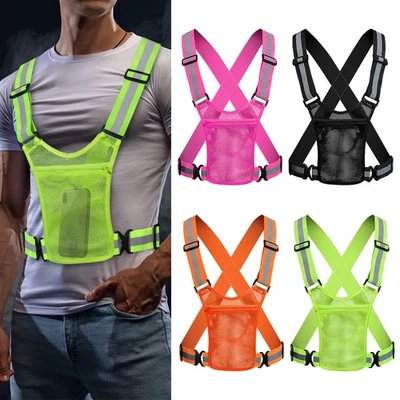 Vest Safety Visibility Running Waistcoat Reflective Belt Cycling StrapAdjustable - Image 1 of 4