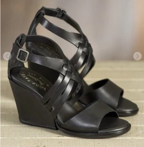 Kork Ease Adelaide Damen-Sandalen Leder Keilabsatz Größe 8 schwarz Boho 3,5"-Absatz - Bild 1 von 11