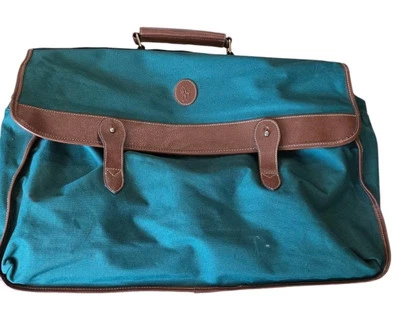 Bolso de noche vintage Polo de Ralph Lauren de lona verde y cuero ver foto Foto 1 de 4