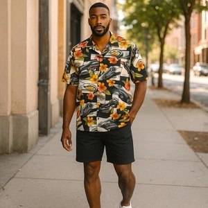 KALAHEO Hawaii Herren Hemd Kurzarm Button Down Large - Bild 1 von 5
