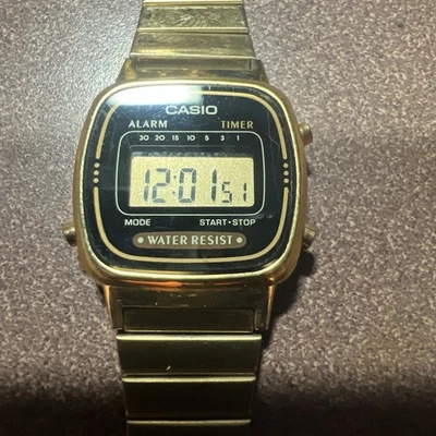 Casio LA670W Watch Women 24mm Digital Gold Tone Rectangle Alarm Chrono New Batt - Image 1 of 4