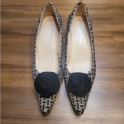 VTG Ramon Tenza 90s Y2K Kitten Heels Black Tan Pointed Toe Size 6B GUC - Image 1 of 4