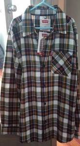 Levi Youth Boy's Long Sleeve Button Up Classic Flannel Shirt - Picture 1 of 13