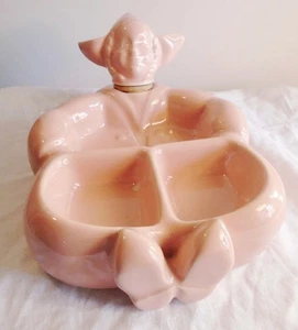 Plato de calentamiento de comida para bebé niña holandesa rosa Hankscraft plato de porcelana de la era de 1940  - Imagen 1 de 4