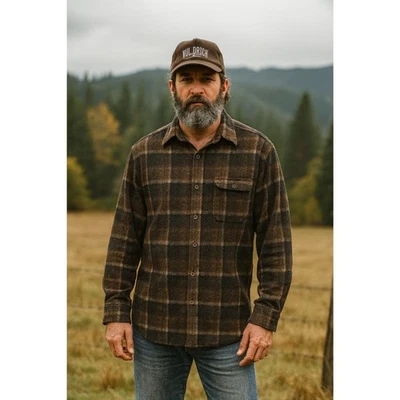 Vintage Woolrich Brown Plaid Flannel Button Up Shirt Top  Mens Size Large - Image 1 of 4