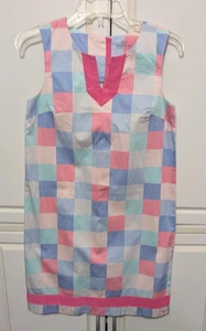 Vineyard Vines Girls Shift Dress Size 16 Patchwork Whales Spring Pink Blue OOO-8 - Picture 1 of 14