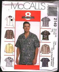Camisa 2149 Vintage McCalls Patrón COSTURA Para Hombres Botón Frontal Fácil Coser SIN CORTAR XL - Imagen 1 de 2