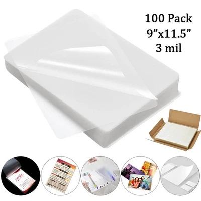 100 Pack 3 Mil Thermal Laminating Pouches 9"x11.5" Letter Size Laminator Sheets - Изображение 1 из 4