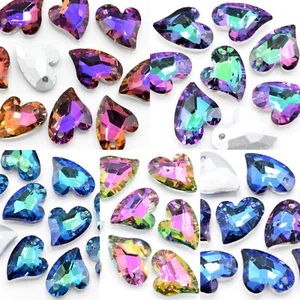 20 X FACETED GLASS 14X12MM HEART SILVER PLATED JEWELLERY MAKING PENDANT - Picture 1 of 11