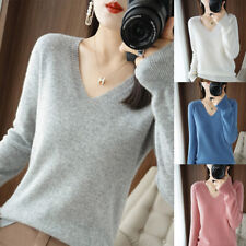 Winter Women Cashmere Sweater Casual V-neck Pullover Fashion Knitted Tops Jumper