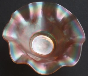 DUGAN DIAMOND TRIPLETS PINK AFTERGLOW CARNIVAL GLASS BOWL - Picture 1 of 4