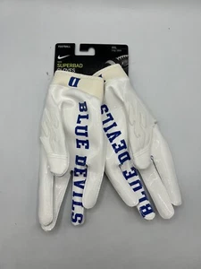 NIKE SUPERBAD 6.0 PADDED FOOTBALL GLOVES ALPHA WHITE Duke Blue Devils PE Men XXL - Picture 1 of 6