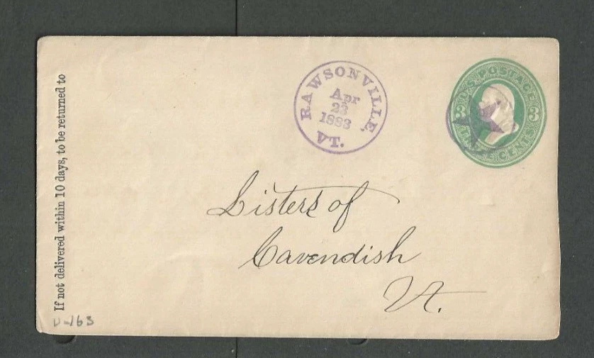 1882 Rawsonville Vt Has Lt Purple Cance & Matching Star In Circle Both----- - Image 1 of 1
