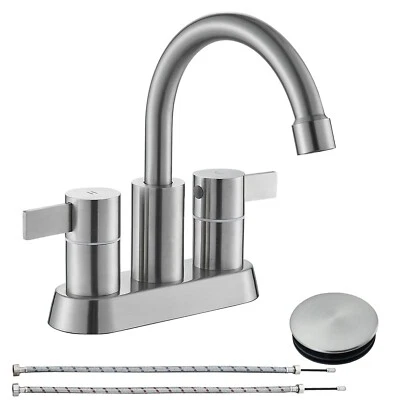 IKEBANA Brushed Nickel Bathroom Sink Faucet 2Handle 4 Inch Centerset Vanity Mixer Faucet