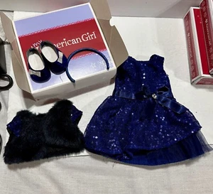 American Girl 2014 Happy Holiday Blue Sparkle Holiday Dress + Fur Shrug Extra - Picture 1 of 7