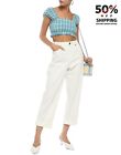 RRP €165 NICHOLAS Cropped Top Size US 12 Tartan Shirred Cap Sleeve Square Neck