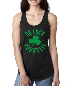 Top sin mangas Go Luck Yourself diseño de trébol St Patrick Day Damas Racerback - Imagen 1 de 4