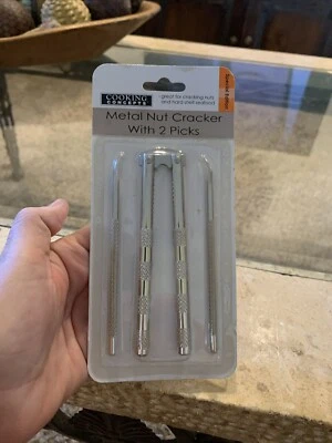 1 classic 5" Metal NUTCRACKER 2 Steel PICKS traditional holiday nut cracker SPED - Image 1 of 2