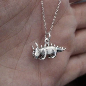 Hodag Charm Necklace 925 Sterling Silver Rhinelander Wisconsin Folklore Creature - Picture 1 of 4
