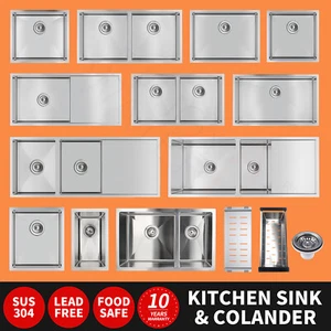 304 Stainless Steel Laundry Kitchen Bar Sink Top/Undermount Single Double Bowl - Picture 1 of 43