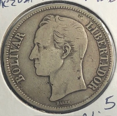 VENEZUELA 5 BOLÍVARES 1926. Foto 1 de 2