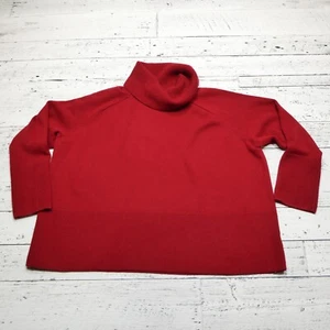 Athleta Merino Wool Cashmere Sweater Womens Size 1X Red Boxy Cowl Neck Cable - Picture 1 of 6