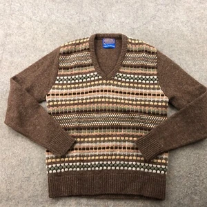 Vintage Pendleton Sweater Men Medium Brown Geometric Country Traditions Wool - Picture 1 of 10
