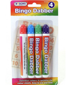 BINGO DABBERS MARKERS MULTI-COLOURED PENS GAMES FUN ACTIVITIES TICKETS PACK OF 4