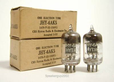Par de tubos de vacío CBS Hytron emparejados NOS / JHY 6AK5 / RM Foto 1 de 3