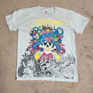 Ed Hardy Christian Audigier T Shirt Mens XL Skull Tattoo Dragon USA Made Y2K - Picture 1 of 16