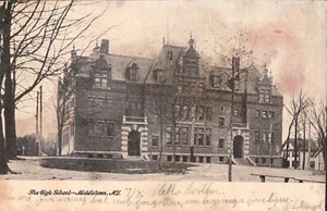 Antike Postkarte Bild Ansicht der High School Middletown, NY verschickt 1906 - Bild 1 von 2